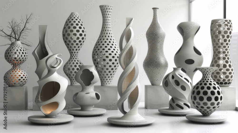 Poster sculpt a futuristic tech element with adaptive materials and self-repairing capabilities, demonstrat