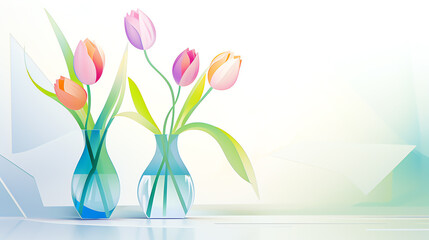 Interesting angleview pose shot Illustration art style graphic 2D flat colorful style vector gradient semirealism Dynamic pose A whimsical crown of pastel flowers, featuring babys breath, lavender, an