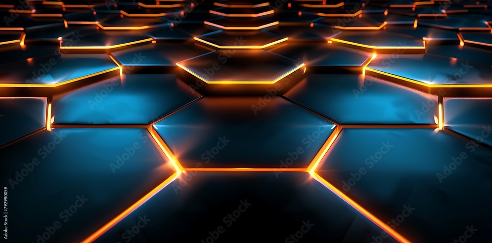 Poster abstract background with glowing hexagons
