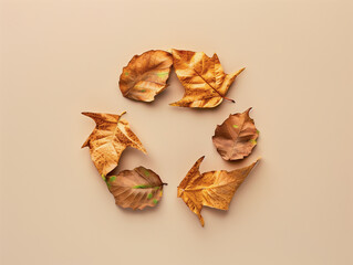 Recycle leaf isolated on beige background