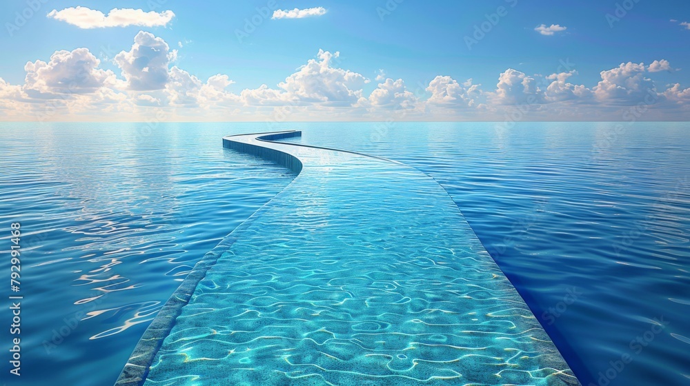 Aufkleber create an image of a futuristic oceanic highway with lanes designated for autonomous vehicles, ensur