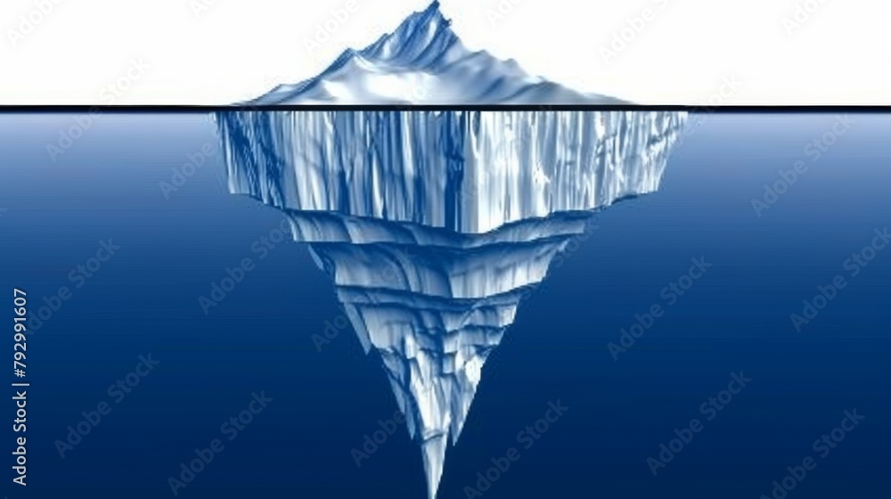 Poster create an iceberg with a massive crevasse running through its center, revealing layers of ancient ic