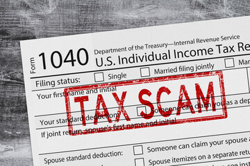 Tax Scam with 1040 tax form us individual income tax