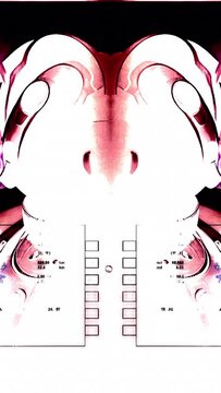 vertical animation  -  futuristic  humanoid cyborg with new quality digital twitch technology