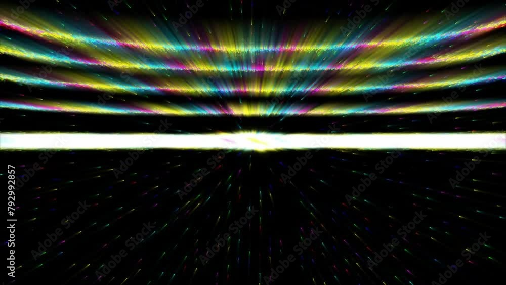 Poster speed lines retro background animation. colorful rainbow transition rays of tv signal, abstract geom