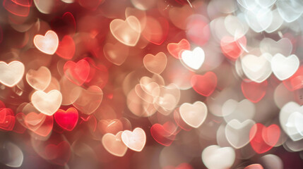 A dreamy hearts background image with defocused lighting and soft, ethereal colors - obrazy, fototapety, plakaty