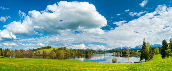 panorama landscape at springtime in Bavaria, germany