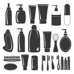Obraz premium Silhouette toiletries equipment black color only