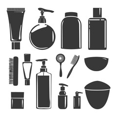 Fototapeta premium Silhouette toiletries equipment black color only