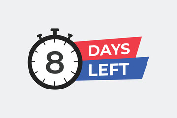 8 days to go countdown template. 9 day Countdown left days banner design. 9 Days left countdown timer - obrazy, fototapety, plakaty