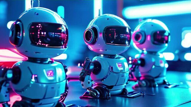 freeze frame. small robots for household help and entertainment. dance of the future