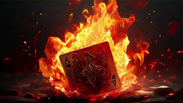 game concept. ace on fire. playing card.