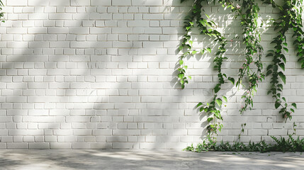 white brick wall with green plants architecture design