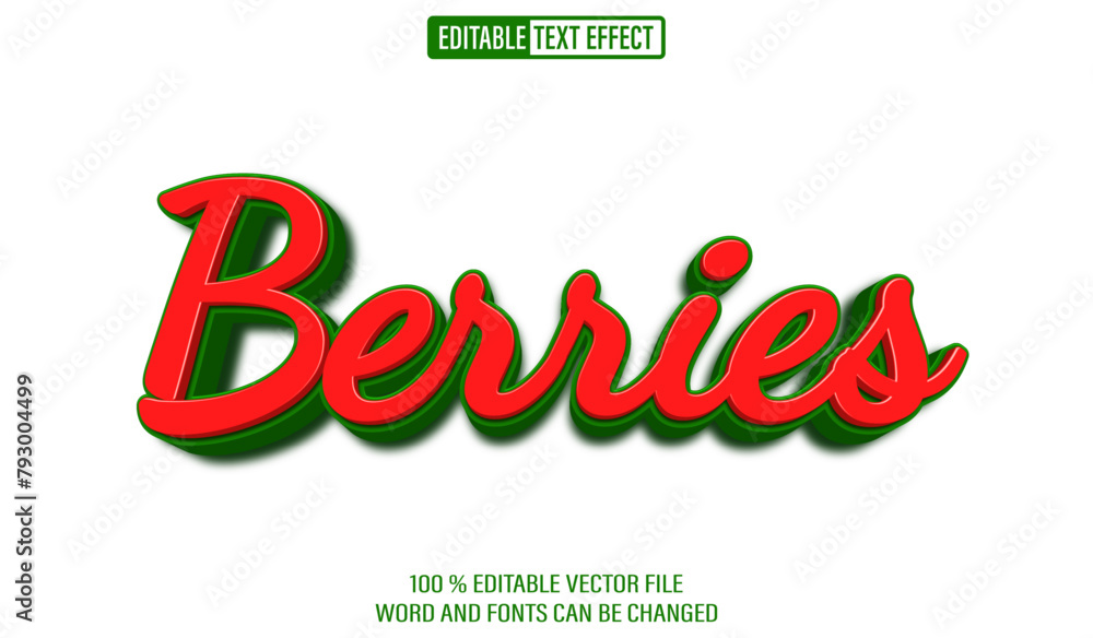 Aufkleber editable 3d text style effect - berries red juice effect template