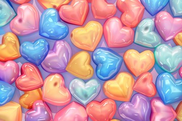 Colorful heart-shaped candy background in the style of candy color, pastel colors Generative AI