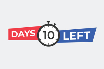 10 days to go countdown template. 10 day Countdown left days banner design. 10 Days left countdown timer - obrazy, fototapety, plakaty