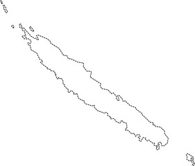 dash line drawing of new caledonia island map.