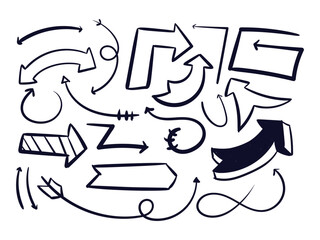 Random Hand Drawn Arrow Scribbles Set Vector Arrow Scribble pen drawing arrow Doodles vector