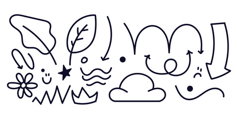 Random Hand Drawn Scribbles Set Vector Scribble pen drawing Doodles vector