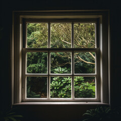 a window, looking in from the outside, looking straiight at the window