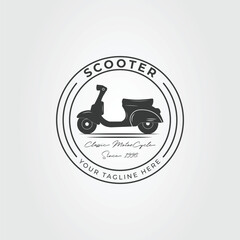 retro scooter motorcycle or motorbike logo vector illustration design