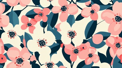 A design seamlessly blending with a blossom pattern, offering a modern twist on traditional floral motifs