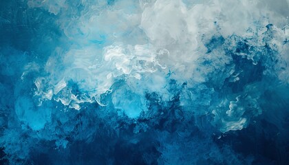 A hauntingly beautiful digital painting featuring deep blue, northern sky, baby blue, and coffee hues, creating a minimalistic yet tragic canvas with poignant beauty in negative space.