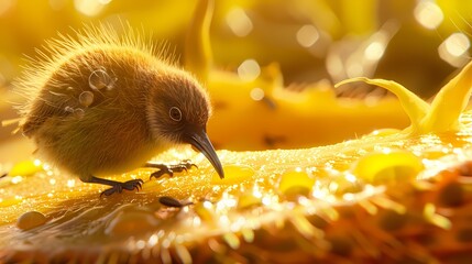 yellow bird in the sun - Powered by Adobe