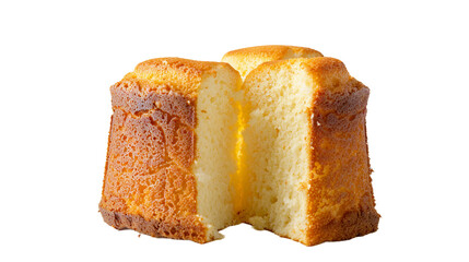 Delicious Vanilla Pound Cake Slice with Sugar Glaze on Transparent Background, Tempting Dessert Concept for Bakery Brochures and Culinary Blogs
