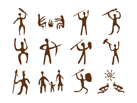 Abstract Primitive Art Human Silhouette Set