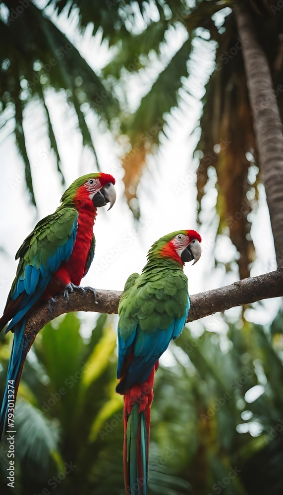 Wall mural blue and yellow macaw