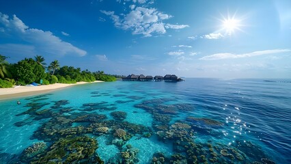 Exploring the Vibrant Coral Reefs, Secluded Coves, and Pristine Beaches of the Maldives. Concept Maldives, Coral Reefs, Secluded Coves, Pristine Beaches, Exploration - obrazy, fototapety, plakaty
