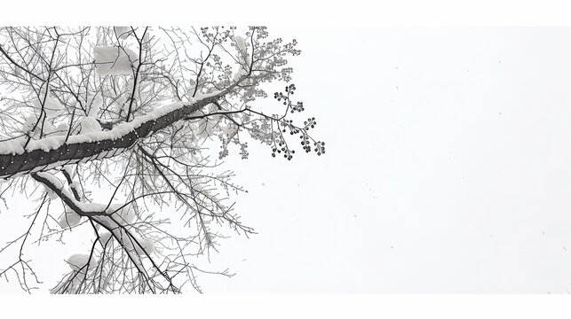 A tree branch covered in snow