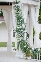 Wedding reception decoration from flowers.