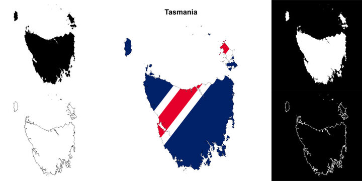 Tasmania blank outline map set