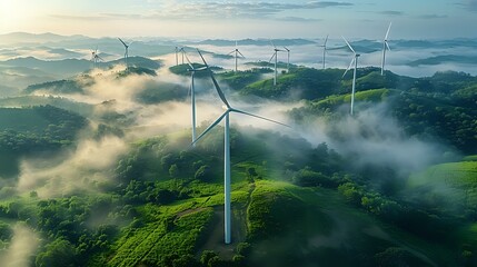 Majestic Wind Turbines in a Serene Landscape