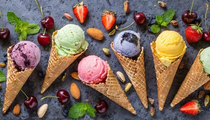 Ice cream flavor in cones