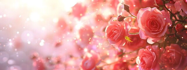 Soft blurred background with pink roses.