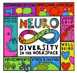 Neurodiversity, autism acceptance. Creative infographic in a colorful pop art style. - 793018693