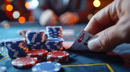 Image of poker chips and cards arranged together