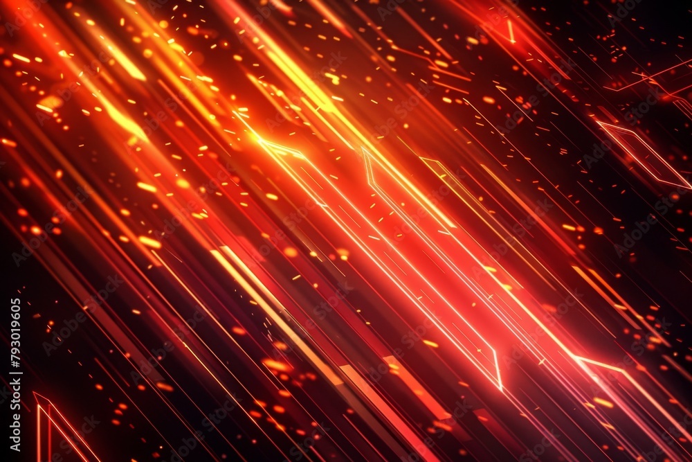 Poster a background of red and orange glowing lines with arrows vibrant and dynamic backgrounds generative 