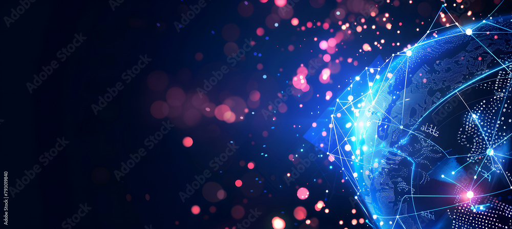 Aufkleber abstract background with digital technology and the global network concept, planet earth in the form