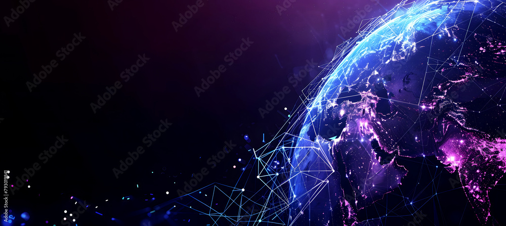 Poster abstract background with digital technology and the global network concept, planet earth in the form