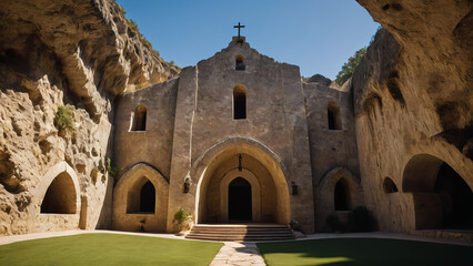 Historic Alamo chapel church againts sunny sky