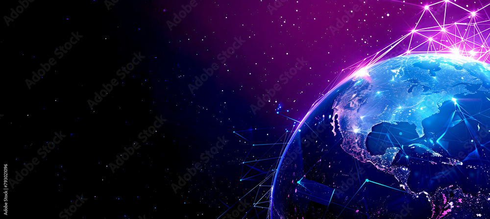 Poster abstract background with digital technology and the global network concept, planet earth in the form