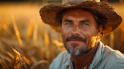 Cheerful Middle-Aged Farmer in Perfect Focus Generative AI