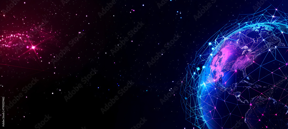 Poster abstract background with digital technology and the global network concept, planet earth in the form
