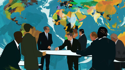 Negotiations involve representatives from different countries discussing tariffs, quotas, and policies for favorable agreements.