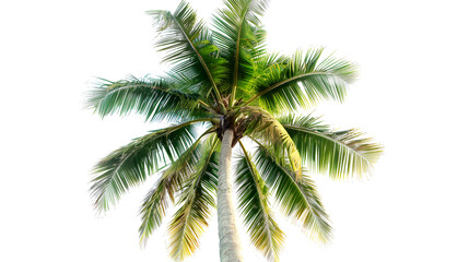 Palm tree with coconuts isolated on white background ,Background of white coconut trees ,nature tree on white background of Isolated