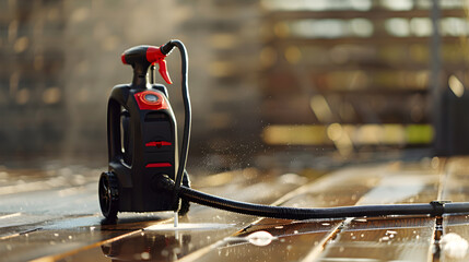 High-Pressure Washer Displayed in a Cleanliness Comparison Setup